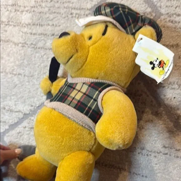 Disney Yellow and Gray Stuffed Winnie the Pooh Plush Golfer Pooh - Picture 5 of 6
